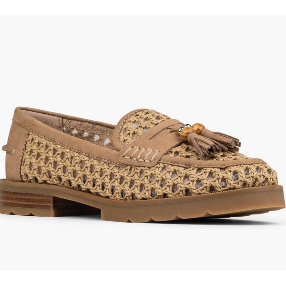 Donald Pliner Lenny Woven Raffia Tassel Loafers — Size 8.5